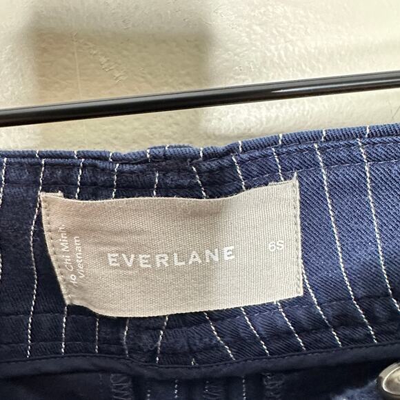 EVERLANE The Way High Draper Tapered Pinstripe Pants Navy Bone Sz 6 Short {S34} - Picture 4 of 5